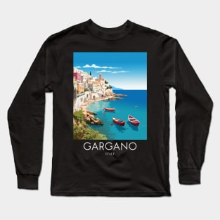 A Pop Art Travel Print of Gargano - Italy Long Sleeve T-Shirt